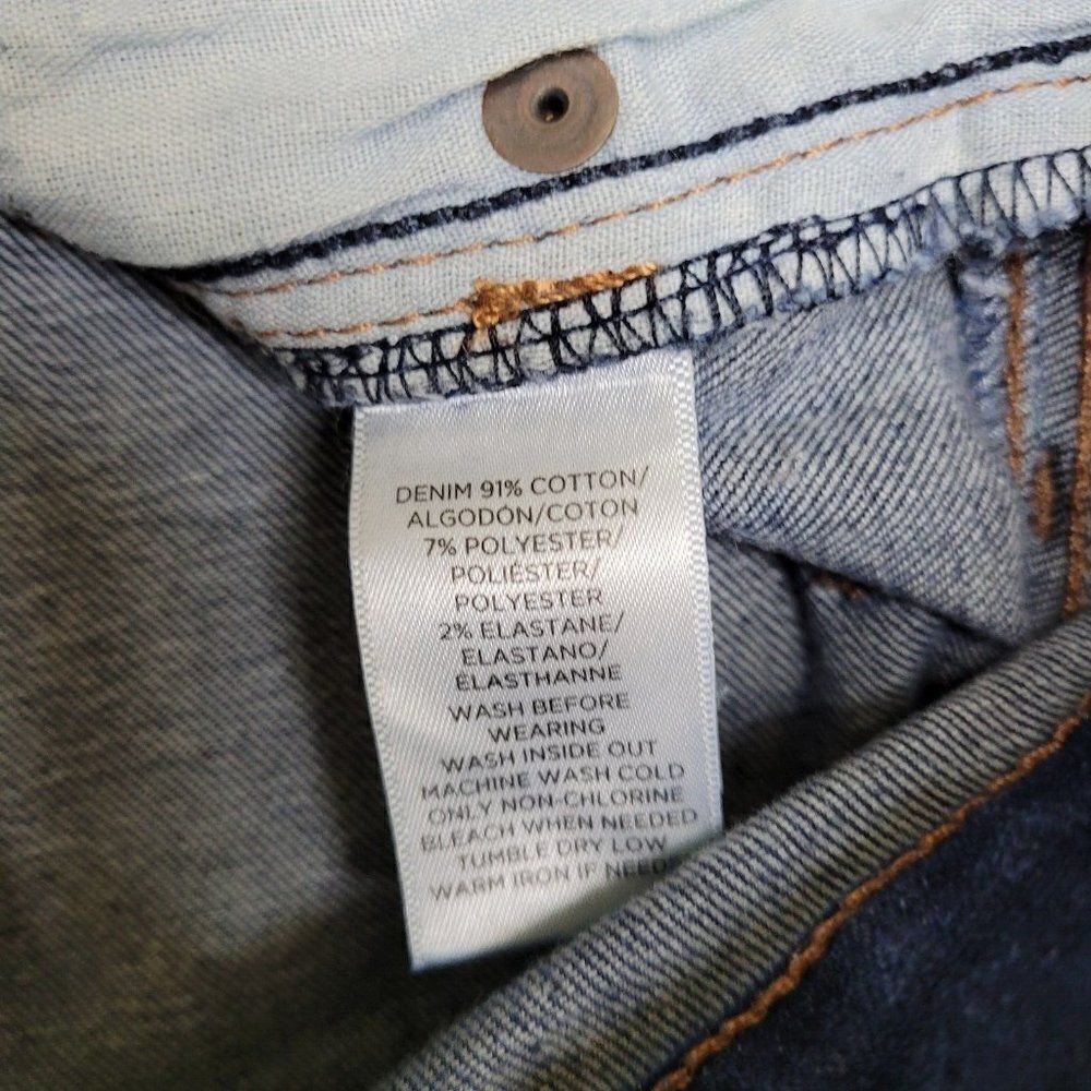 LOFT Curvy Straight Frayed Raw Hem Ankle Jeans Size 25‎ Womens Blue Medium Wash - Picture 13 of 13